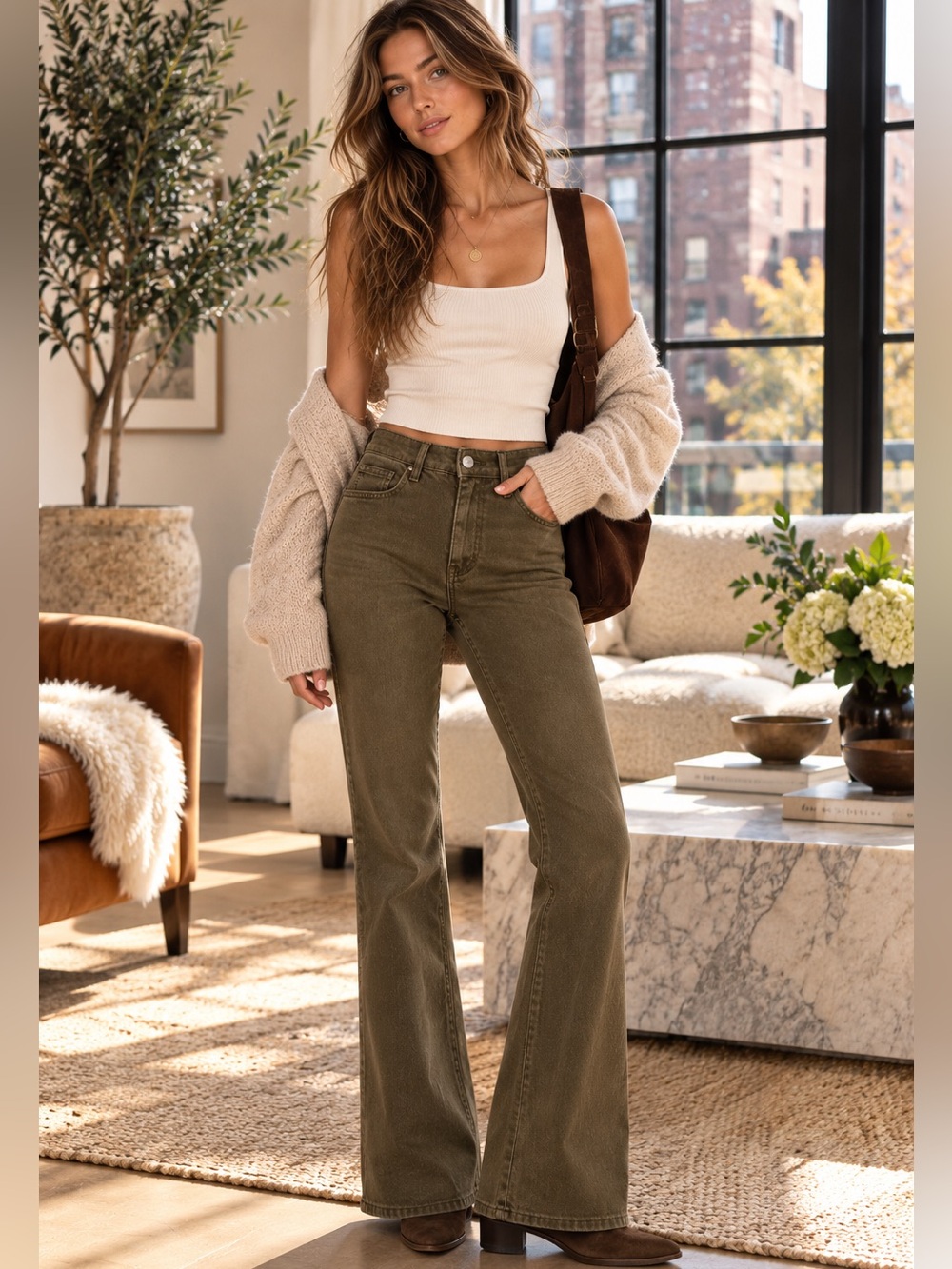 Aritzia Wilfred Free Twostep Pant Size 4 Rustical Brown High Rise Flare Jeans